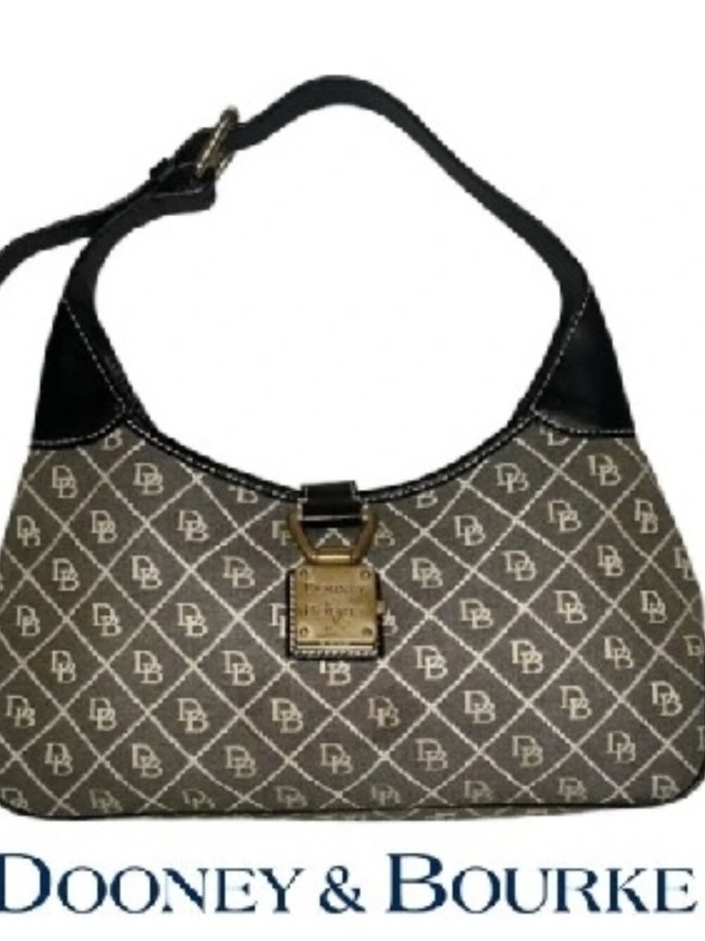 Y2K Dooney & Bourke Signature Black Self Locking Jackie Oh Hobo Shoulder Bag